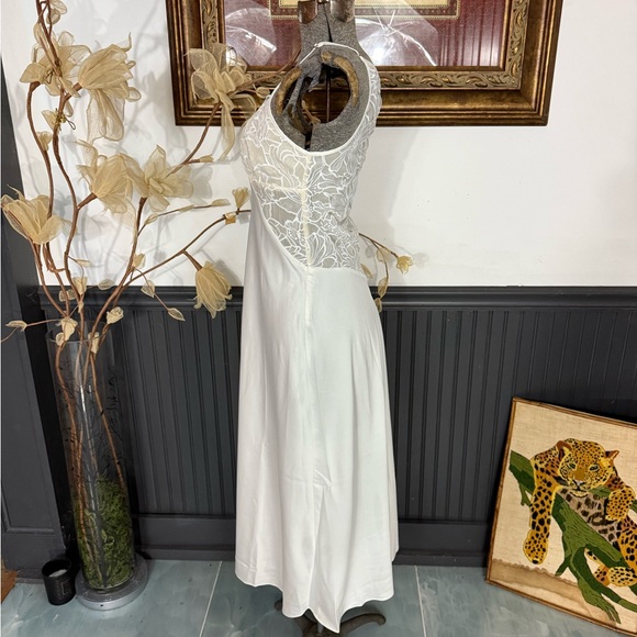 Rya Collection Milos Embroidered Lace Satin Slip Midi Gown Sz Small 🧡🍄 - Picture 4 of 8